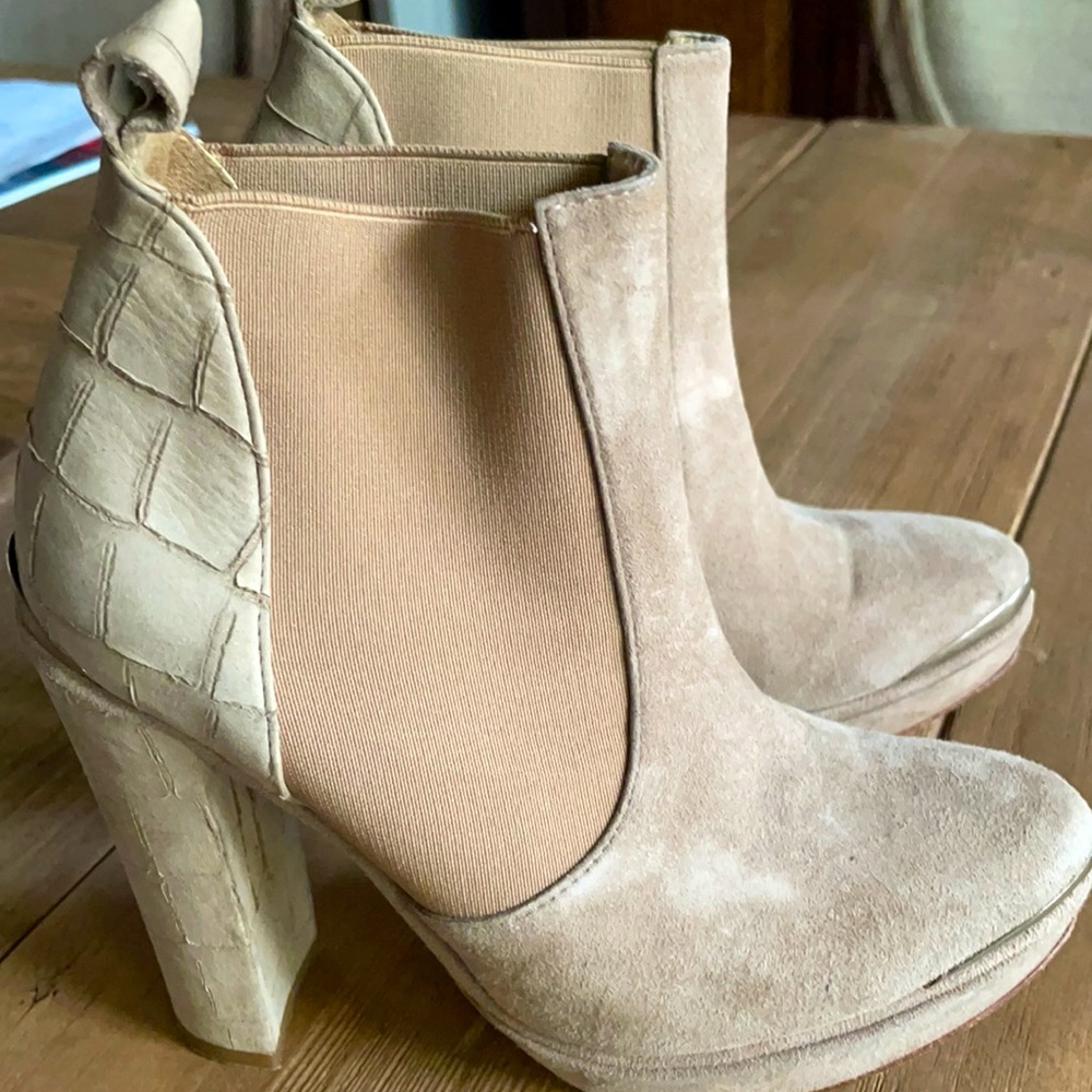 Opening ceremony platform suede chunky neutral boots